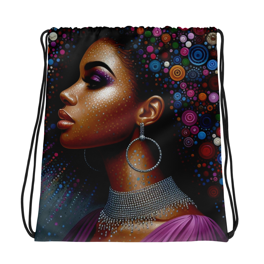 Beautiful Brown Girl Circles of Color Drawstring Bag