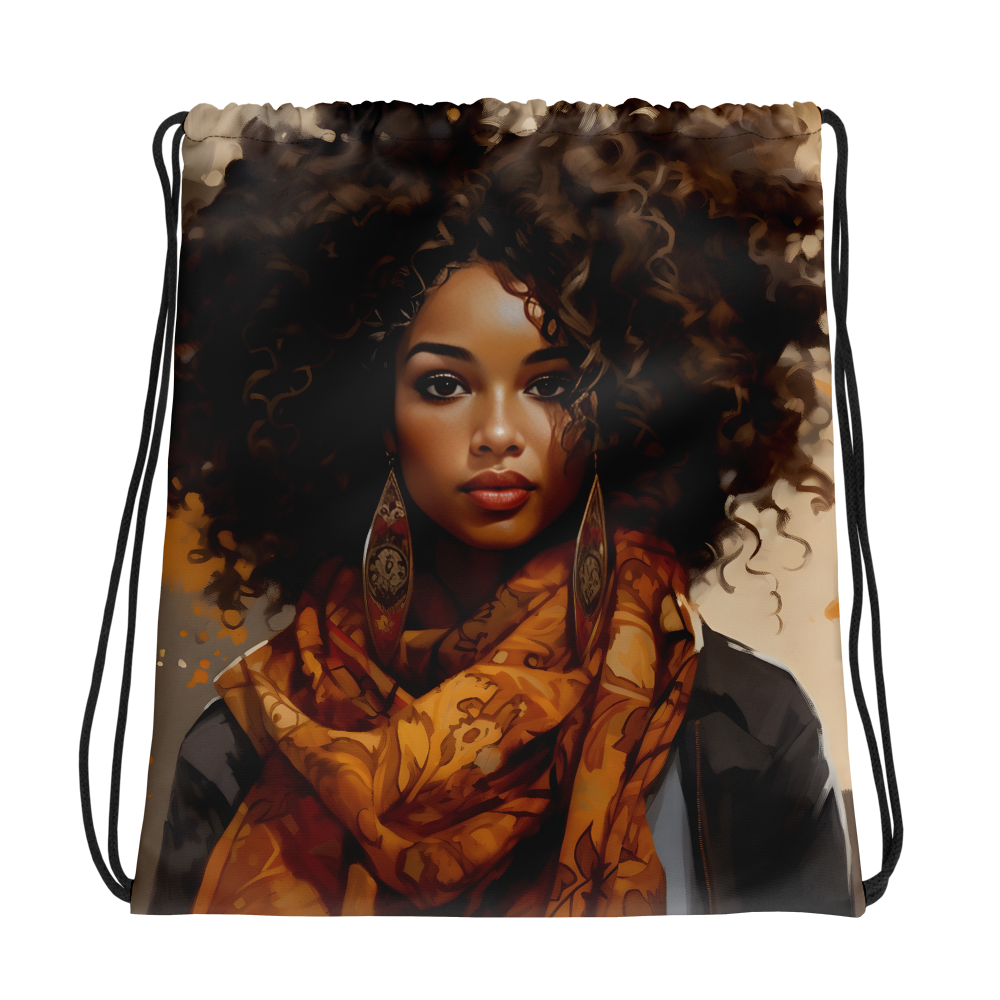 Beautiful Brown Girl Drawstring Bag