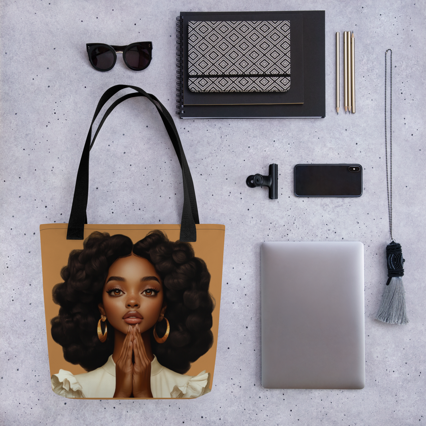 Hopeful Beautiful Brown Girl Regular Tote Bag (Light Brown)