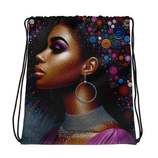 Beautiful Brown Girl Circles of Color Drawstring Bag