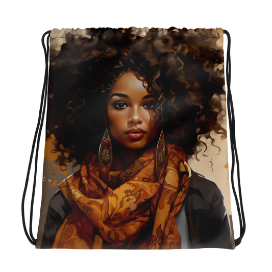 Beautiful Brown Girl Drawstring Bag