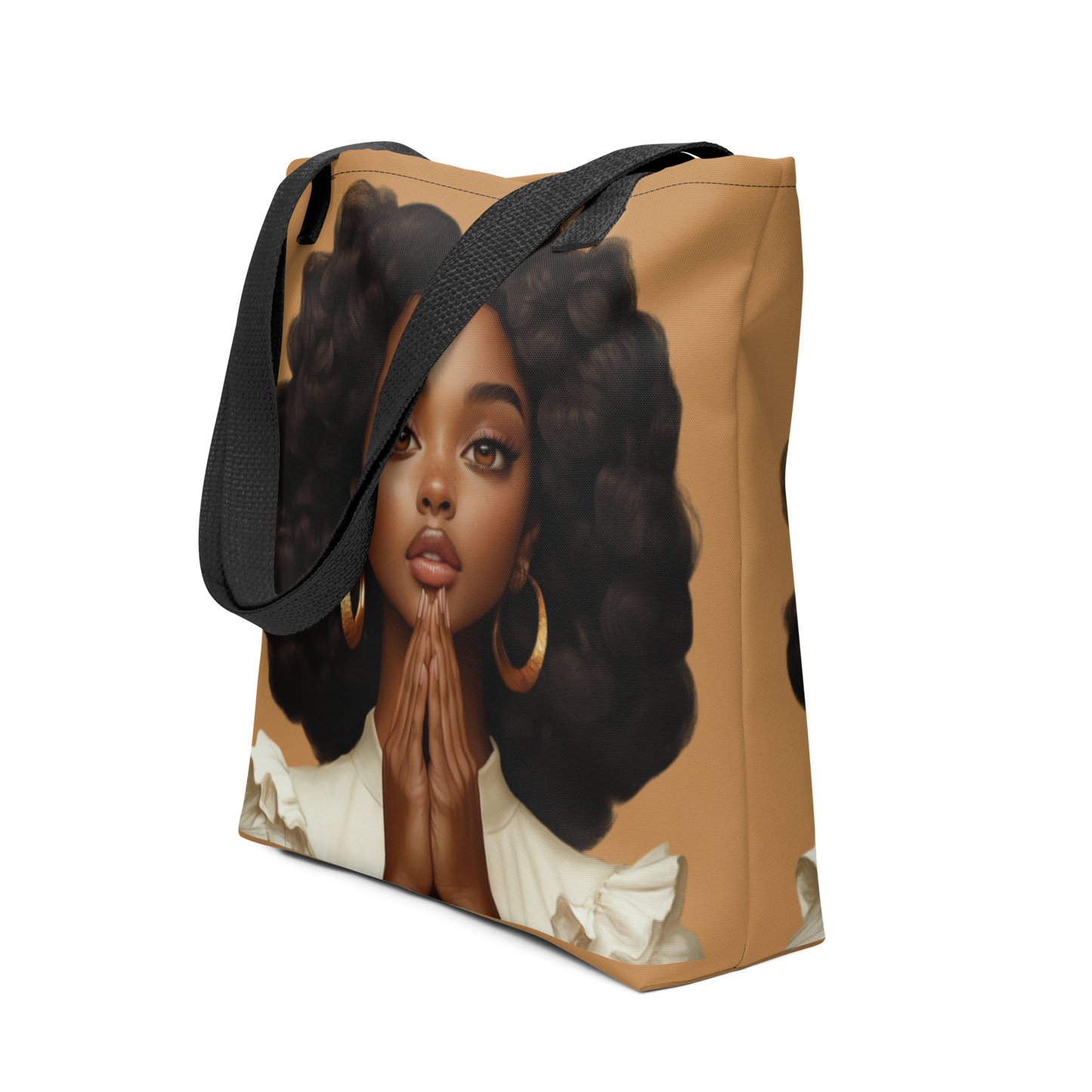Hopeful Beautiful Brown Girl Regular Tote Bag (Light Brown)
